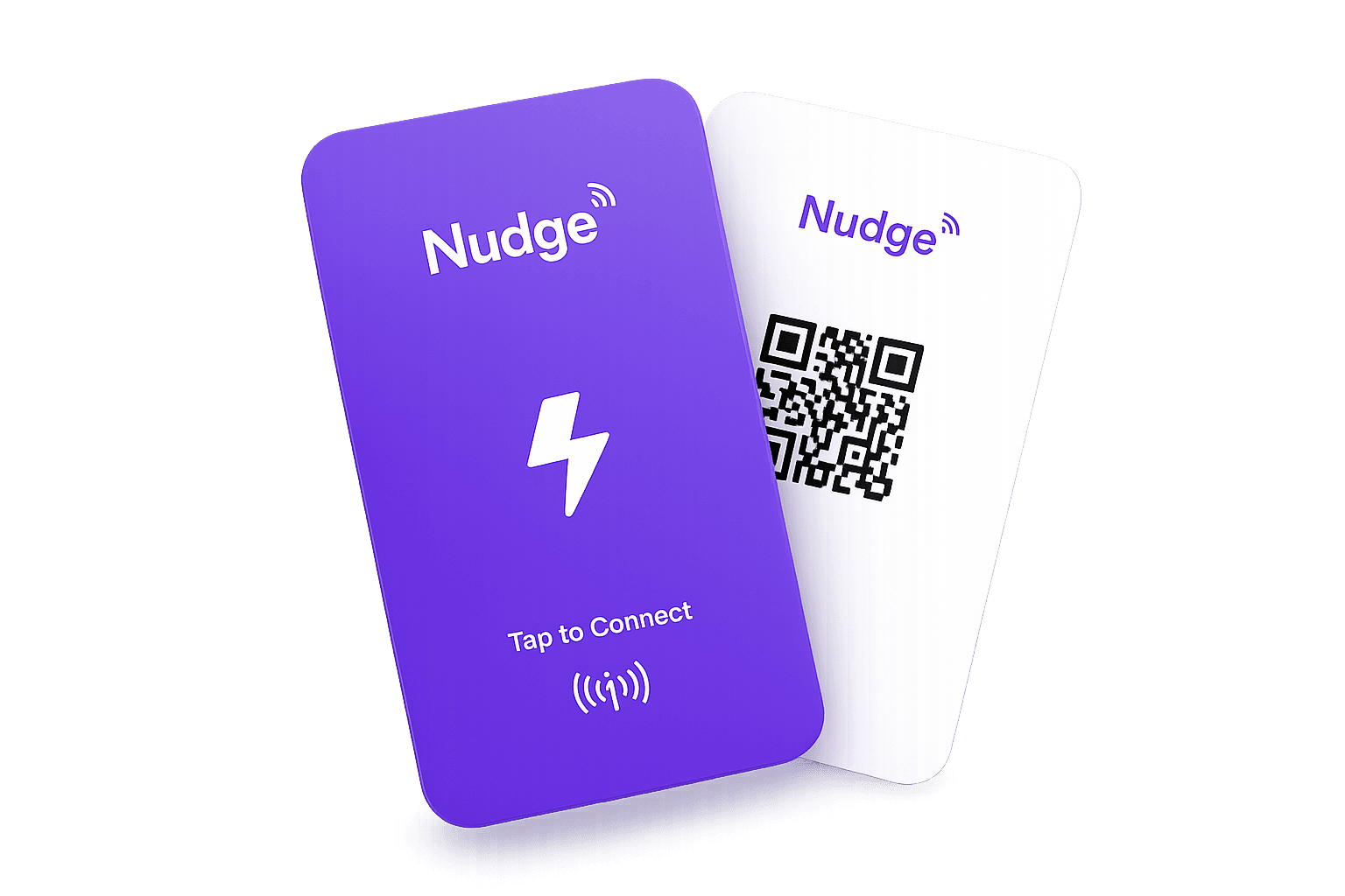 Nudge NFC cards — tap to connect and QR code