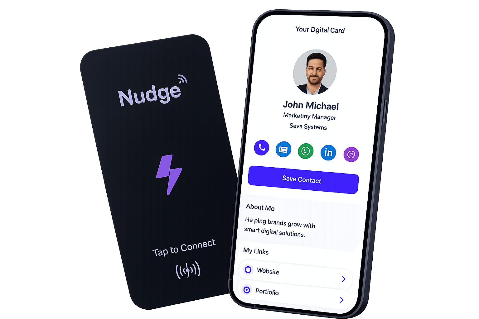 Nudge digital business card and NFC phone profile