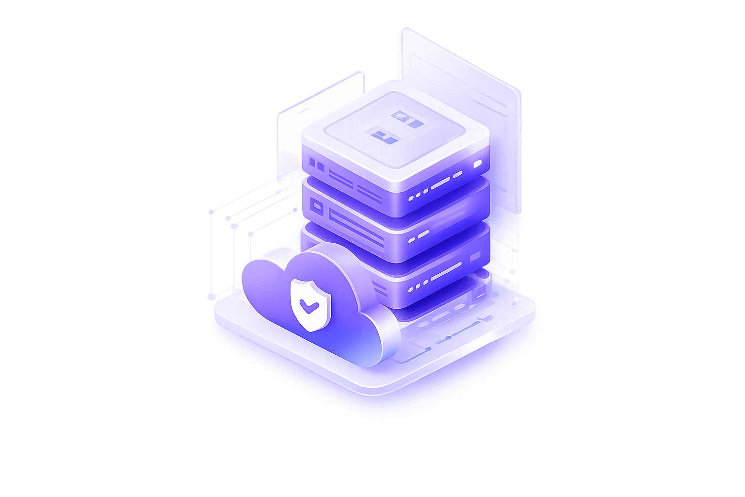 Managed hosting server stack with cloud backups and a verified security shield