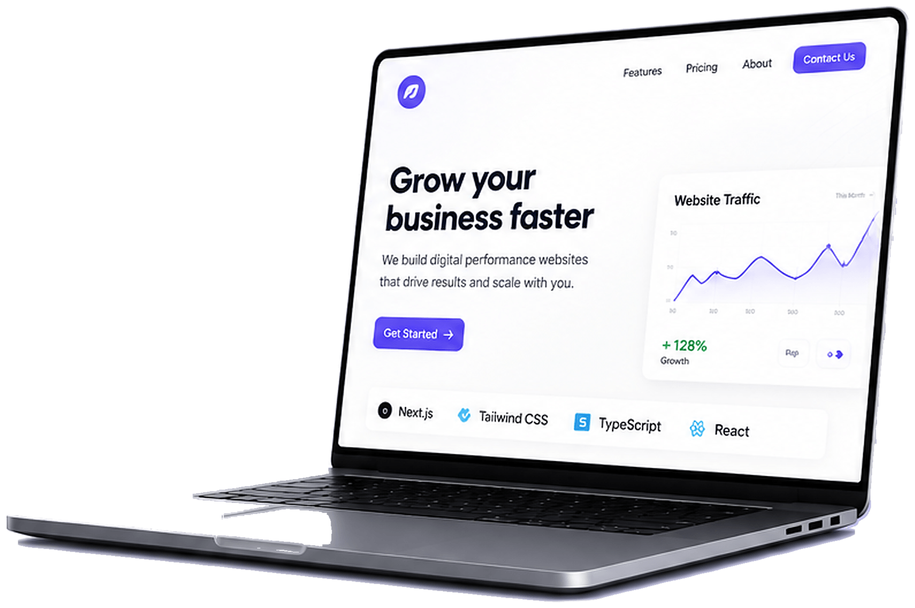 Website development dashboard on a laptop